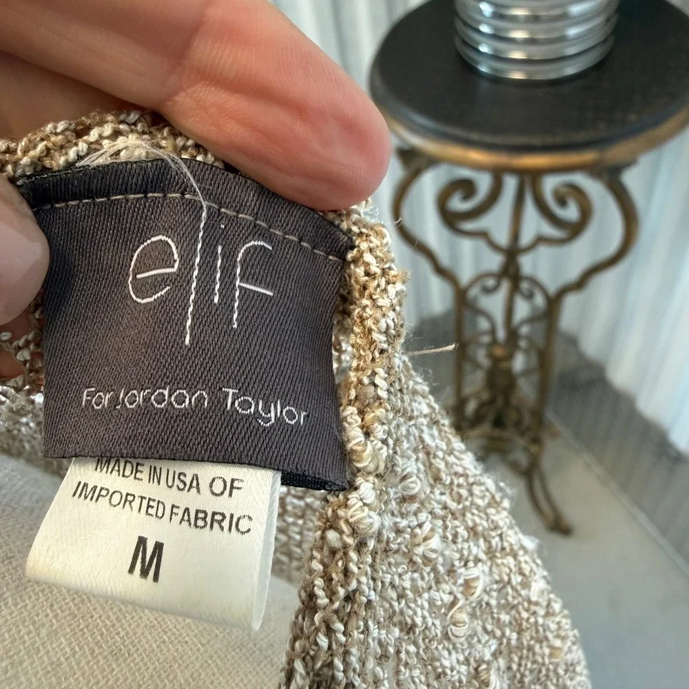 Elif for Jordan Taylor Knit Dress Womens M Tan Excellent Open Knit‎ Drop Waist